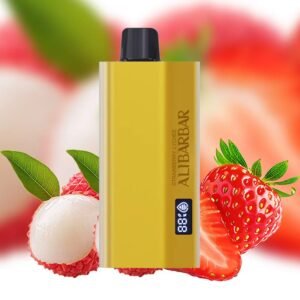 ALIBARBAR Lychee Strawberry features a tropical lychee and sweet strawberry inspired flavour combination with a premium gold design.