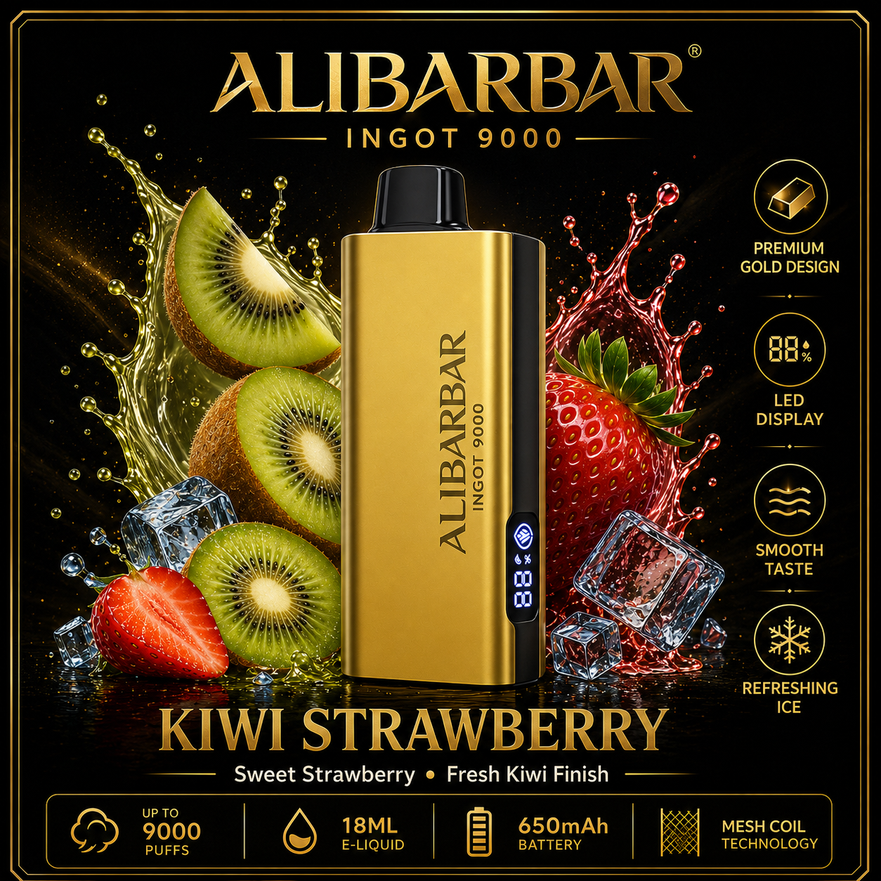 ALIBARBAR INGOT 9000 Kiwi Strawberry Flavour Australia
